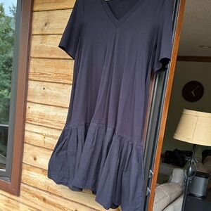 COS Black V-Neck Tunic with Flared Hem